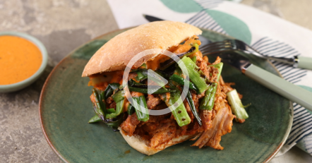 Spanish Pulled Pork with Romesco and Scallions