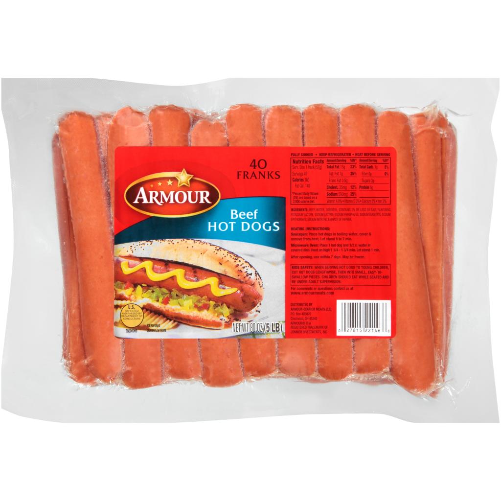 Smithfield Beef Franks, Gold Medal, 8/1, 2/5 lb Smithfield Culinary