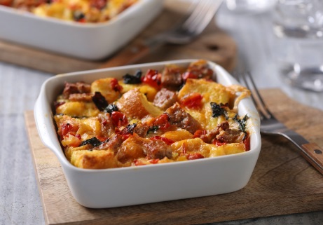 Breakfast Sausage and Smoked Cheddar Strata