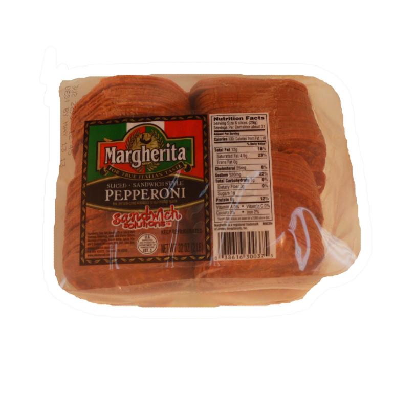 Margherita PreSliced Pepperoni, 2 Pound Packaes, 2 Packages per Case
