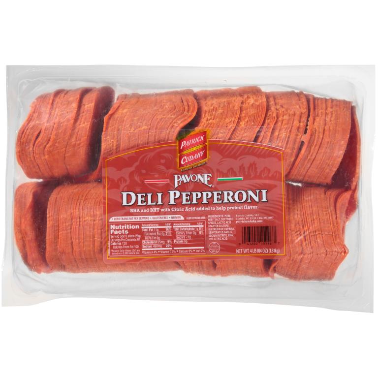 Sliced Deli Pepperoni, 4 Pound Packages, 4 Packages per Case
