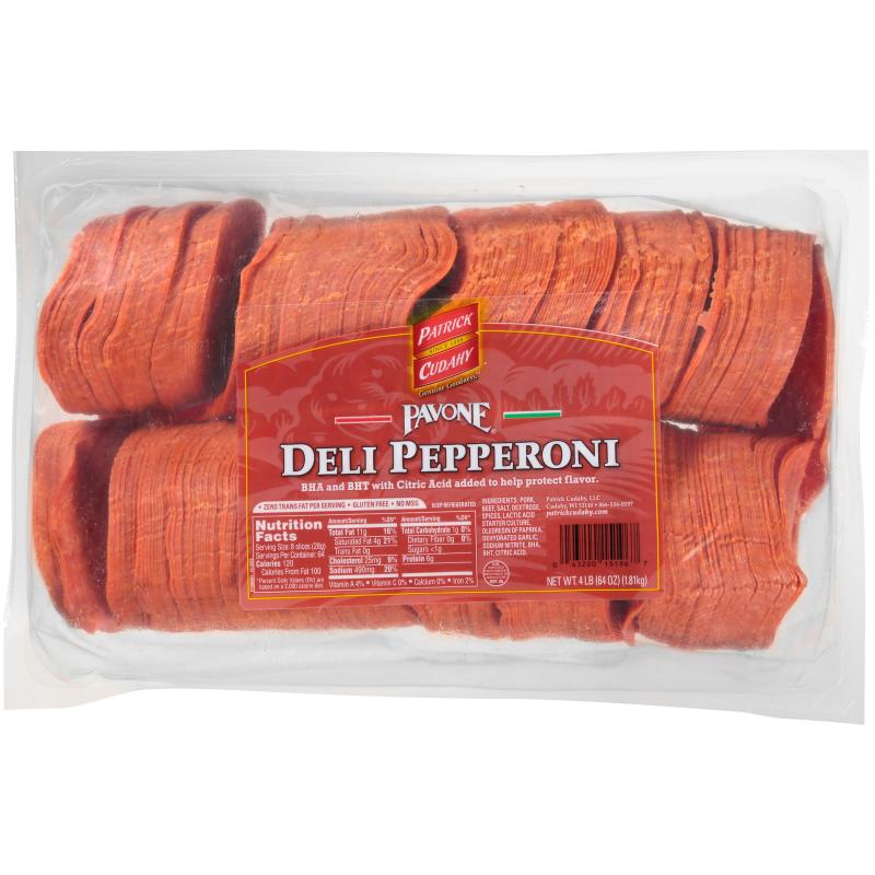 Sliced Deli Pepperoni, 4 Pound Packages, 4 Packages per Case