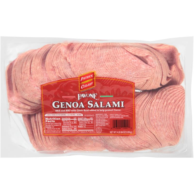 Sliced Genoa Salami, 4 Pound Packages, 4 Packages per Case Smithfield
