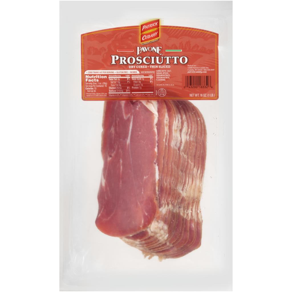 Sliced Pavone Prosciutto, 1 Pound Packages, 12 Packages per Case ...