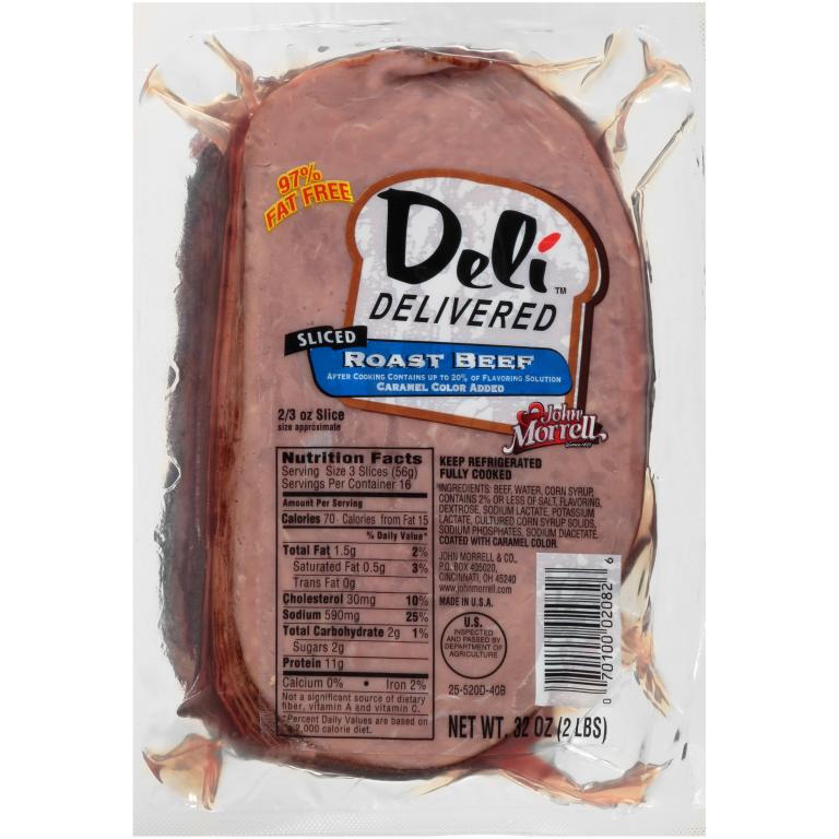 Sliced Roast Beef, 23 oz Slices, 12 Pound Case Smithfield Culinary