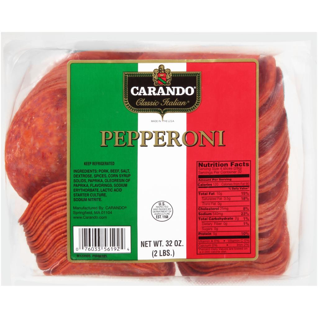 Sliced Sandwich Pepperoni, 77 Slices per Pound, 16 Pound Case