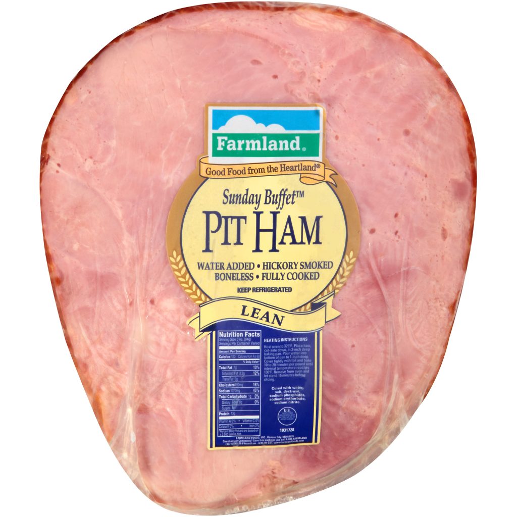 Farmland Sunday Buffet Pit Half Ham, Water Added, 7.5 Pounds per Ham, 4