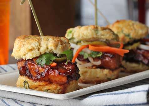 Bourbon Glazed Pork Belly Sliders