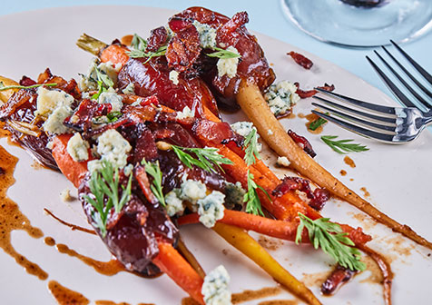 Heirloom Carrots Glazed with Date and Bacon Syrup