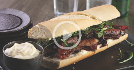 Smoked Brisket and Charred Radicchio Baguette
