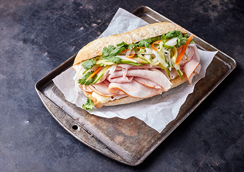 Smoked Ham Banh Mi Sandwich, Pickled Vegetables and Lime Aioli