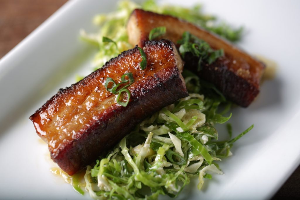 Smoked Pork Belly Bacon Steak with Brussels Sprout Slaw Smithfield