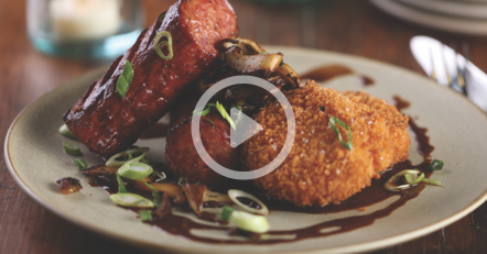 Smoked Sausage and Grit Cakes with New Orleans BBQ Sauce